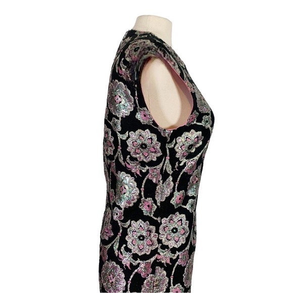 Vintage Alice of California Sleeveless Metallic Floral Paisley Print Maxi Dress - Picture 7 of 13